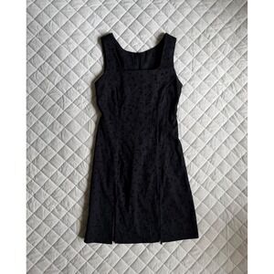 Y2K VTG Sense Boutique Midi Dress Black with Floral Designs Coquette Going Out